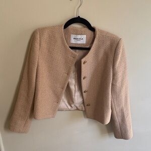 Marcela London Camille Wool Tweed Jacket Tan size s/m